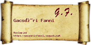 Gacsári Fanni névjegykártya